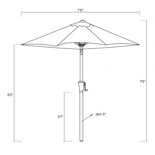  FLAME&SHADE 7.5 Patio Umbrella Outdoor Market Style for Small Balcony Table Garden Restaurant Cafe or Backyard with Tilting, Red