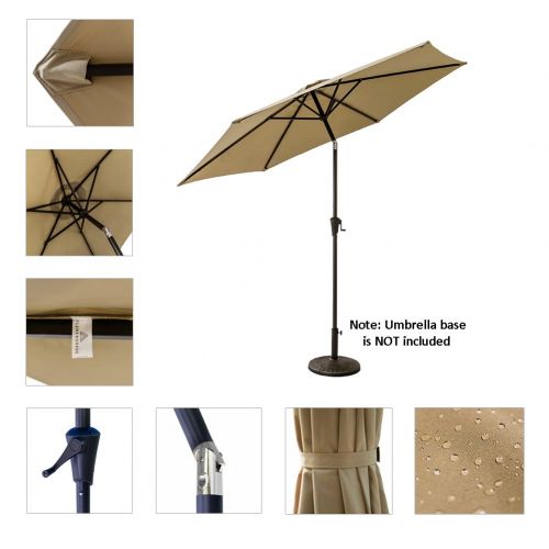  FLAME&SHADE 9 Outdoor Market Umbrella with Tilting for Patio Table Backyard Deck Garden Terrace or Pool Shade, Beige