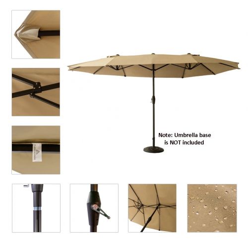  FLAME&SHADE 15 Twin Patio Outdoor Market Umbrella Double Sided for Balcony Table Garden Outside Deck or Pool, Rectangular, Beige