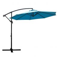 FLAME&SHADE 10 Offset Cantilever Hanging Patio Umbrella Large Market Style for Outdoor Balcony Table or Large Garden Terrace, Beige