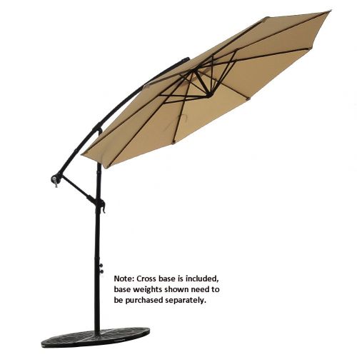  FLAME&SHADE 10 Offset Cantilever Hanging Patio Umbrella Large Market Style for Outdoor Balcony Table or Large Garden Terrace, Beige
