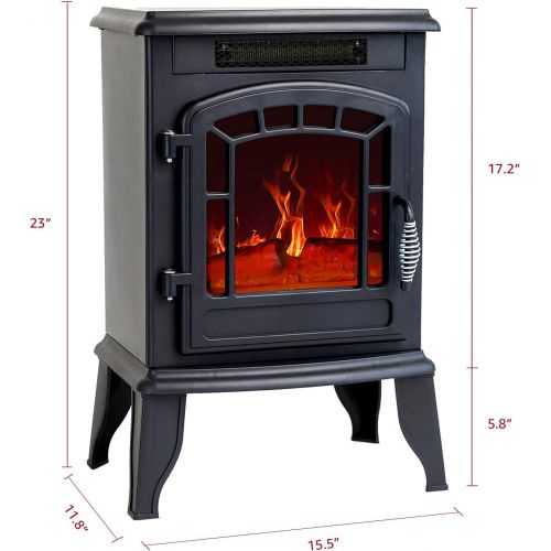  [아마존베스트]FLAME&SHADE 23 inch Electric Fireplace Wood Stove, Portable Freestanding Indoor Space Heater, 1400w