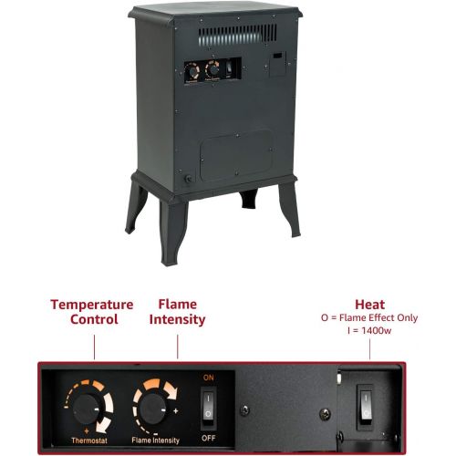  [아마존베스트]FLAME&SHADE 23 inch Electric Fireplace Wood Stove, Portable Freestanding Indoor Space Heater, 1400w