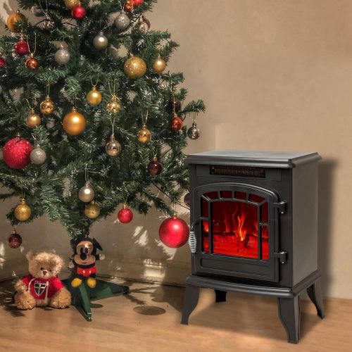  [아마존베스트]FLAME&SHADE 23 inch Electric Fireplace Wood Stove, Portable Freestanding Indoor Space Heater, 1400w