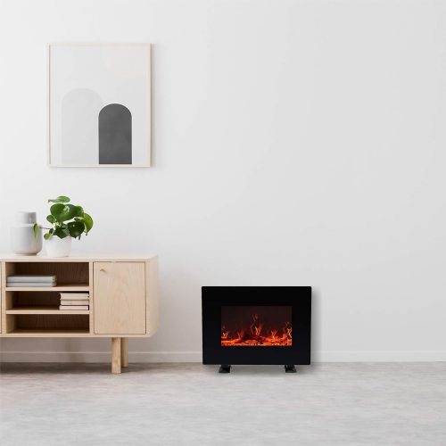  [아마존베스트]FLAME&SHADE 22 Inch Wide Electric Fireplace, Wall Mounted or Freestanding Portable Room Heater, with Infrared Remote, 1500/750w