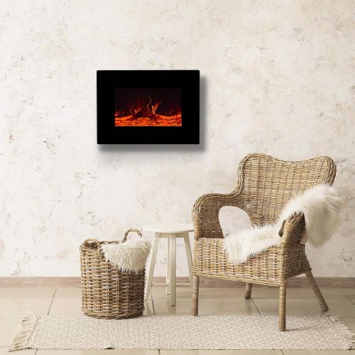  [아마존베스트]FLAME&SHADE 22 Inch Wide Electric Fireplace, Wall Mounted or Freestanding Portable Room Heater, with Infrared Remote, 1500/750w