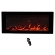 FLAME&SHADE Wall Mounted Electric Fireplace, 42-Inch Wide Flat Screen, Freestanding or Hanging Portable Room Heater with Remote