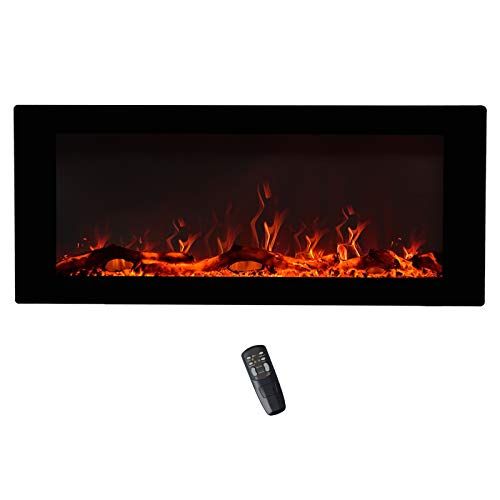  FLAME&SHADE Wall Mounted Electric Fireplace, 42-Inch Wide Flat Screen, Freestanding or Hanging Portable Room Heater with Remote