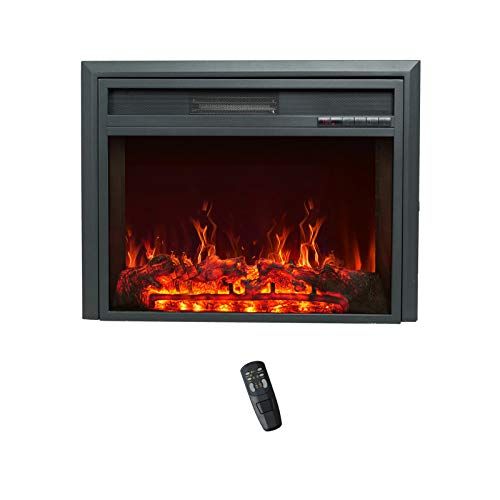  FLAME&SHADE Insert Electric Fireplace, 28-Inch Wide, Freestanding Portable Room Heater with Timer, Digital Thermostat and Remote