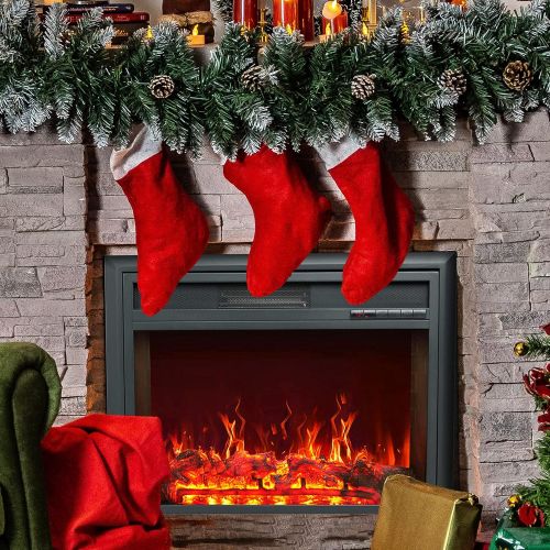  FLAME&SHADE Insert Electric Fireplace, 28-Inch Wide, Freestanding Portable Room Heater with Timer, Digital Thermostat and Remote
