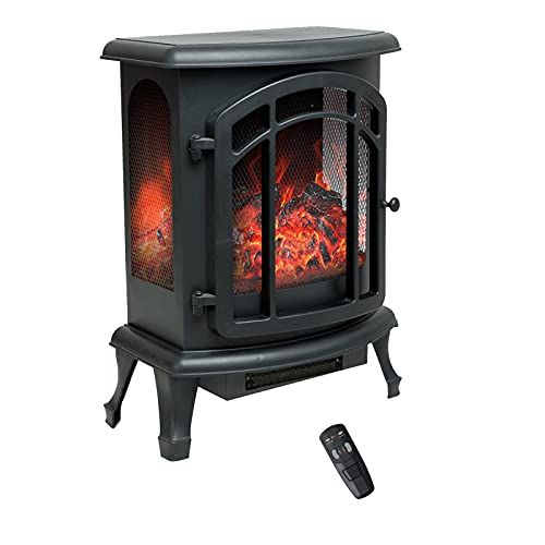  FLAME&SHADE Electric Fireplace Stove for Indoor use, 24 inch Portable Freestanding Space Heater with Remote