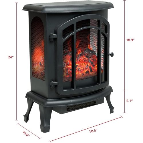  FLAME&SHADE Electric Fireplace Stove for Indoor use, 24 inch Portable Freestanding Space Heater with Remote