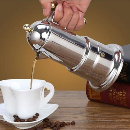  Flameer Espresso Maker Stovetop Moka Coffee Pot Stainless Steel Latte Percolator, Home Kitchen Cafe Coffee Accessories, Gift for Coffee Lover