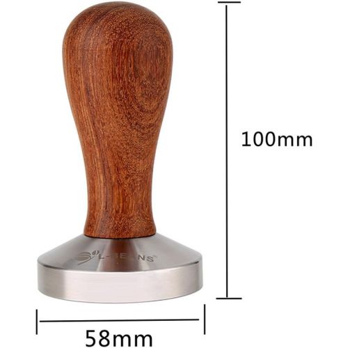  Flameer Coffee Tamper Machine 58mm Diameter Stainless Steel Convex Base Wood Grip Handle Barista Espresso Bean Press Tool