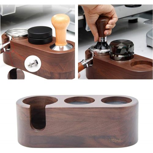  FLAMEER Kitchen Coffee Filter Tamper Holder Espresso Tamper Mat Stand Coffee Maker Support Base Coffee Accessories - 3 Holes 53 54mm