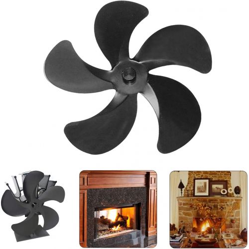  FLAMEER 5 Blades Stove Fan Attachment Heat Powered Wood/Log Burner Fan Blade Eco Friendly Heat Circulation for Fireplace Black