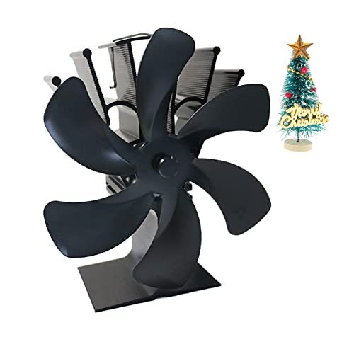  FLAMEER Upgraded Large 6 Blades Black Christmas Silent Motors Heat Powered Fireplace Stove Fan,Wood Burning Fan