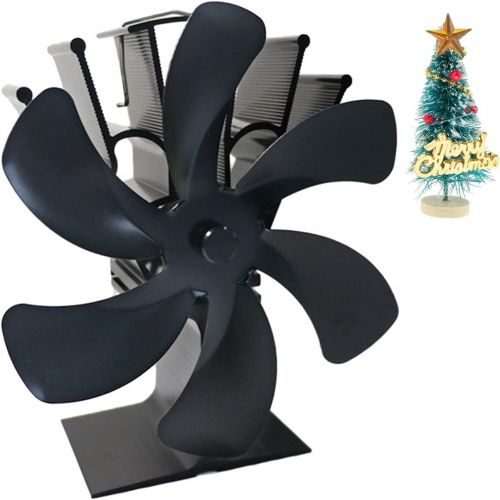  FLAMEER Upgraded Large 6 Blades Black Christmas Silent Motors Heat Powered Fireplace Stove Fan,Wood Burning Fan