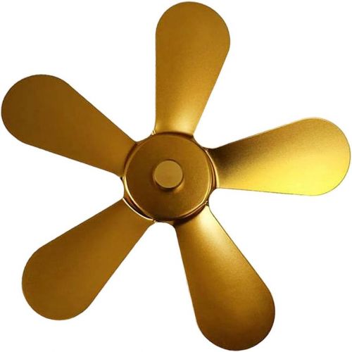  FLAMEER 5 Blades Stove Fan Attachment Heat Powered Wood/Log Burner Fan Blade Eco Friendly Heat Circulation for Fireplace Accessories Gold
