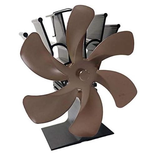  FLAMEER Upgraded 6 Blade Fireplace Fan Heat Powered Stove Fan for Wood/Log Burner/Fireplace Eco Friendly and Efficient Heat Distribution Fan，Round Bronze