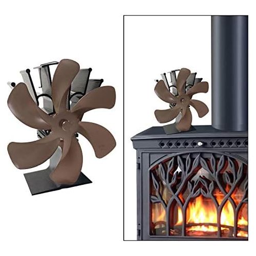  FLAMEER Upgraded 6 Blade Fireplace Fan Heat Powered Stove Fan for Wood/Log Burner/Fireplace Eco Friendly and Efficient Heat Distribution Fan，Round Bronze