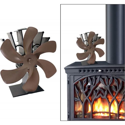  FLAMEER Upgraded 6 Blade Fireplace Fan Heat Powered Stove Fan for Wood/Log Burner/Fireplace Eco Friendly and Efficient Heat Distribution Fan，Round Bronze