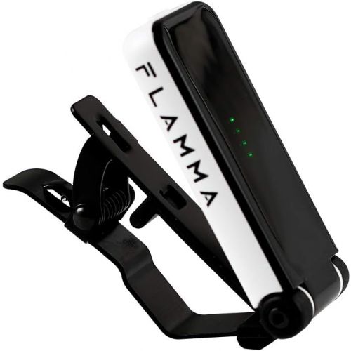  [아마존베스트]FLAMMA Guitar Tuner Clip On Tuner for Guitar Bass Ukulele Power Saving Mode LED Display Metal Clip (White)