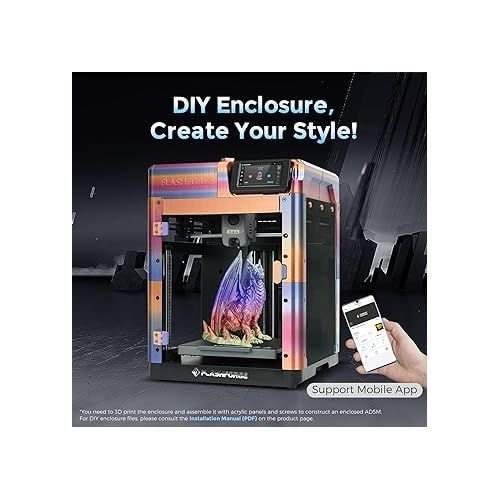  FLASHFORGE Adventurer 5M 3D Printer with Fully Auto Leveling, Max 600mm/s High Speed Printing, 280°C Direct Extruder with 3S Detachable Nozzle, Core XY All Metal Structure, Print Size 220x220x220mm