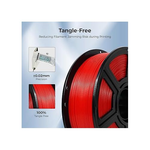  FLASHFORGE ASA Filament 1.75mm Traffic Red, 3D Printer Filament 1kg (2.2lbs) Spool, Dimensional Accuracy +/- 0.02mm, Durable, High UV-Resistant, Perfect for Printing Outdoor Functional Parts