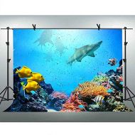 FLASIY Underwater World Backdrop for Photography 10x7ft Shark Coral Photo Backgrounds for Children Studio Party Photo Booth Props XCAY492