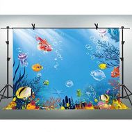 FLASIY 10x7FT Underwater World Photography Backdrop Coral Grass Fish Photo Background for Children Party YouTube Photo Booth Studio Props LXAY014