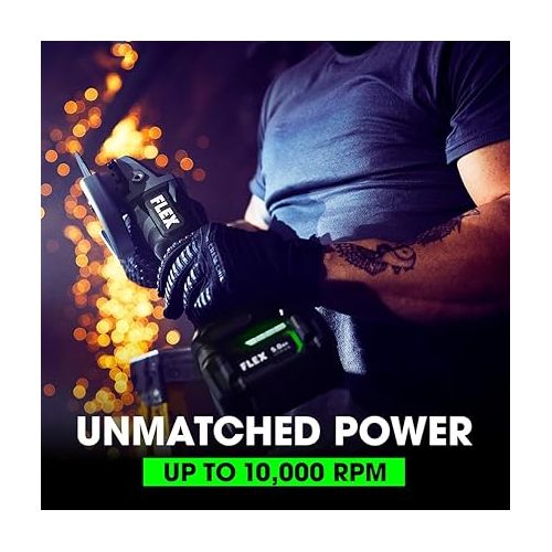  FLEX 24V Brushless Cordless 5-Inch 10,000 RPM Variable Speed Paddle Switch Angle Grinder Kit with 5.0Ah Lithium Battery and 160W Fast Charger - FX3171A-1C