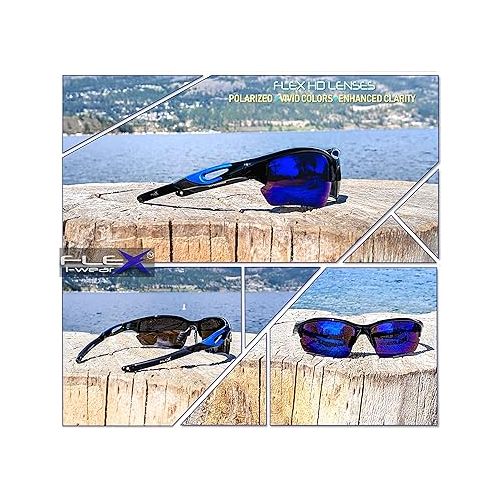  FLEX Polarized Sports Sunglasses for Men & Women. Ultra Tough Lightweight Frame w/HD lens for Cycling Driving Fishing Golf