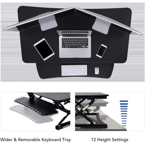  [아마존 핫딜] FLEXISPOT FlexiSpot M3B Standing Desk - 47 Inch Wide Platform Stand Up Desk Riser with Quick Release Keyboard Tray (L-Size-Black)