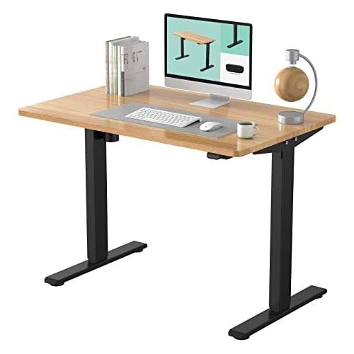  FLEXISPOT EC1 Electric Height Adjustable Standing Desk Heavy Duty Steel Stand Up Desk Frame w/Automatic Smart Keypad (EC1 Classic Black Frame + 48 in Maple Top)