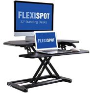 FLEXISPOT FlexiSpot M7C Stand Up Desk Converter - 36 Cubicles Corner Standing Desk Riser with Deep Keyboard Tray for Laptop
