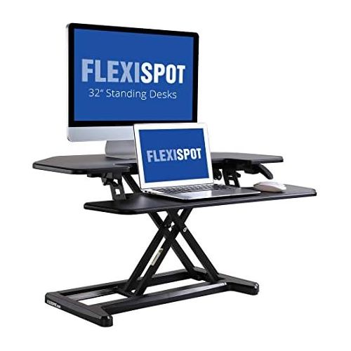  FLEXISPOT FlexiSpot M7C Stand Up Desk Converter - 36 Cubicles Corner Standing Desk Riser with Deep Keyboard Tray for Laptop
