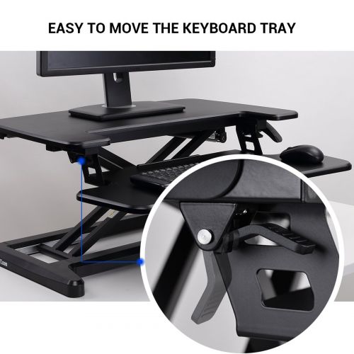  FLEXISPOT FlexiSpot Stand Up Desk Converter -28 Standing Desk Riser with Deep Keyboard Tray for Laptop (28, Black, M7B)