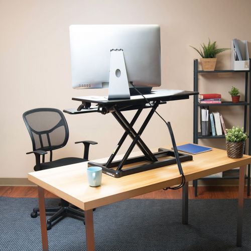  FLEXISPOT FlexiSpot Stand Up Desk Converter -28 Standing Desk Riser with Deep Keyboard Tray for Laptop (28, Black, M7B)