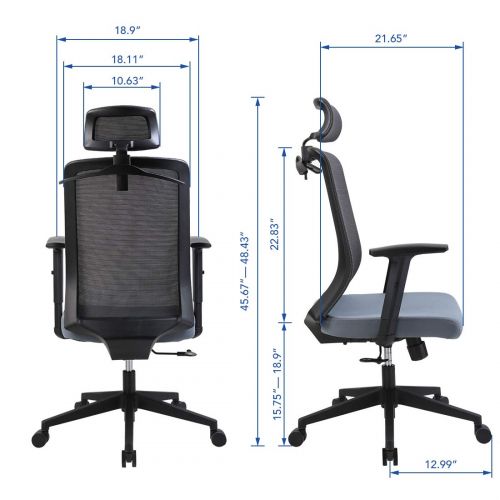  FLEXISPOT FlexiSpot OC2U Ergonomics Executive Office Chair Swivel Height Adjustable Seat Headrest Armrest on Caster Wheels, Airy Blue