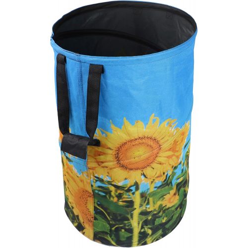  FLORA GUARD 32 Gallon Garden Bag - Reusable Pop-up Gardening Bag, Sun Flower Print Collapsible Canvas Portable Yard Waste Bag