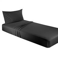 FLORIDA BRANDS Bed Sheet Set - Luxury Super Soft Brushed Microfiber - Allergy Free - Machine Washable - Wrinkle and Fade Resistant- 3-Piece (Twin, Black)