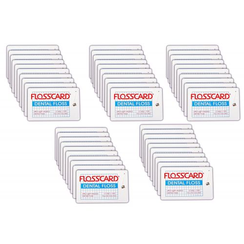  FLOSSCARD (Box of 50 Cards) 12 Yards of Dental Floss in a Credit Card Shaped Dispenser