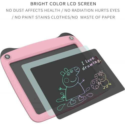  [아마존 핫딜] FLUESTON LCD Writing Board 9 Inch Drawing Tablet for Kids, e-Writer Doodle Board and Colorful Screen Scribble pad for Kids Ages 3+ (Pink)