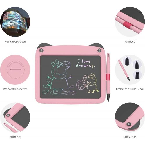  [아마존 핫딜] FLUESTON LCD Writing Board 9 Inch Drawing Tablet for Kids, e-Writer Doodle Board and Colorful Screen Scribble pad for Kids Ages 3+ (Pink)