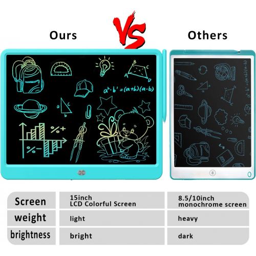  [아마존베스트]FLUESTON LCD Writing Tablet 15 Inches Colorful Screen Drawing Pad, Doodle and Scribbler Boards for Kids, Electronic Educational Learning Toys for 3-12 Year Old Boys