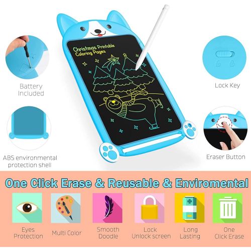  [아마존베스트]FLUESTON LCD Writing Tablet 9 Inch Colorful Screen Drawing Tablets for Kids, Doodle and Scribble Board, Educational Learning and Traveling Toys for 2 3 4 5 6 Year Old Boys and Girl