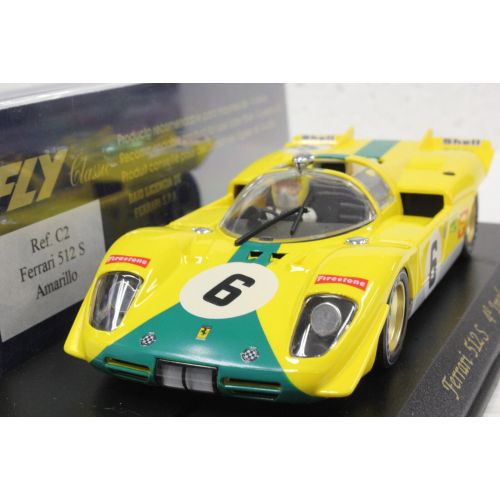  FLY C2 FERRARI 512S 4th PLACE IMOLA 1970 NEW 132 SLOT CAR IN DISPLAY CASE