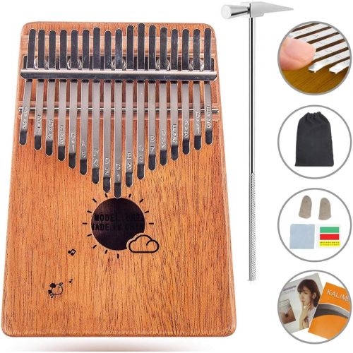  [아마존베스트]Flybiz 17 Keys Kalimba Thumb Piano, Acrylic Finger Piano with Learning Instructions and Tuning Hammer, Mini Thumb Piano Kalimba Instrument, Marimba Music Gift for Beginners, Childr