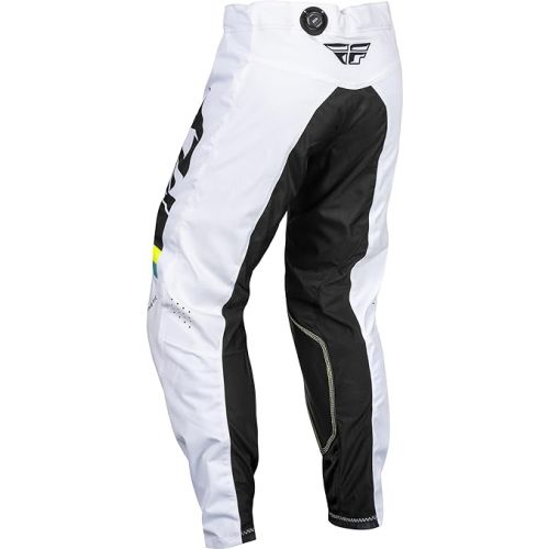  Fly Racing 2024 Adult Kinetic Prix Pants (White/Black/Hi-Vis Size 34)